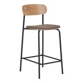 Estepona Counter Chair - Natuur/Bruin/Zwart, Staal, Polyester, Multiplex, 49x42,5x95cm - set van 2